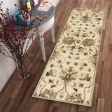 8' Champagne Wool Floral Handmade Runner Rug - Homeroots - Flyclothing LLC