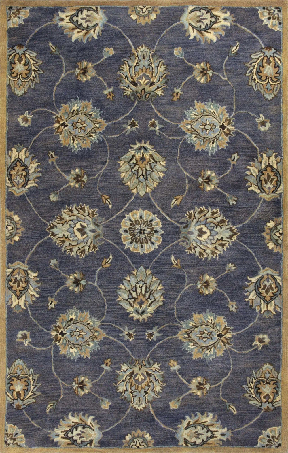 3' X 5' Midnight Floral Vines Wool Area Rug - Homeroots - Flyclothing LLC
