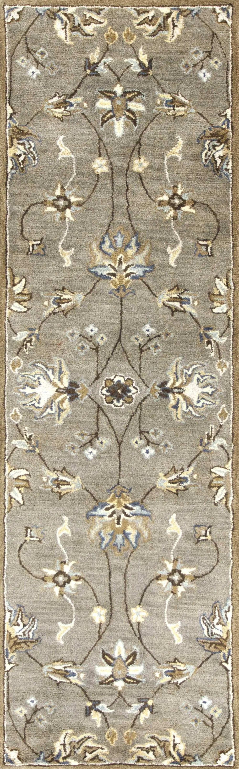 7' Grey Hand Tufted Wool Traditional Floral Indoor Area Rug - Homeroots - Flyclothing LLC