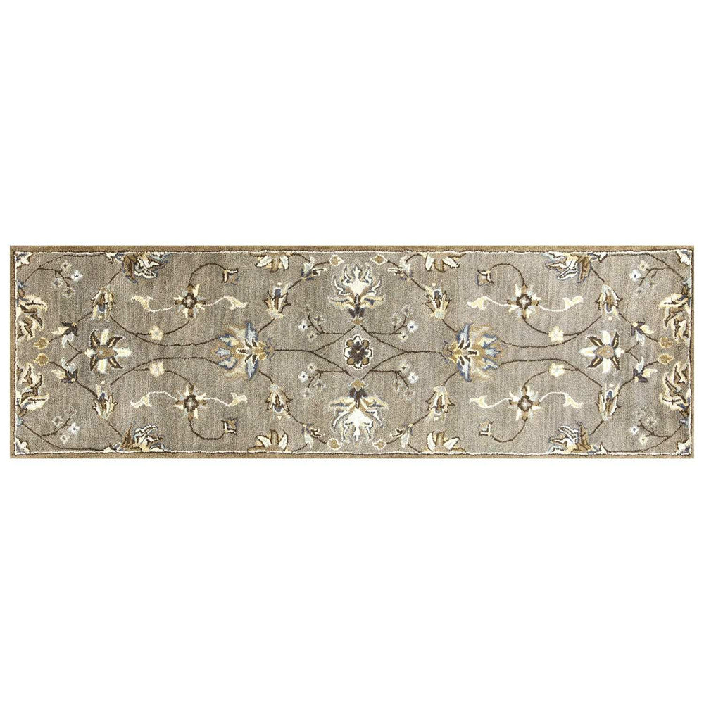 7' Grey Hand Tufted Wool Traditional Floral Indoor Area Rug - Homeroots - Flyclothing LLC