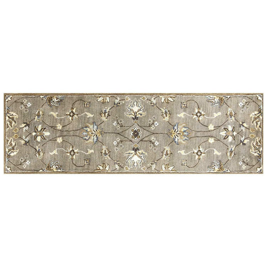 7' Grey Hand Tufted Wool Traditional Floral Indoor Area Rug - Homeroots - Flyclothing LLC