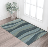 3' X 5' Ocean Blue Teal Hand Tufted Abstract Waves Indoor Area Rug - Homeroots - Flyclothing LLC