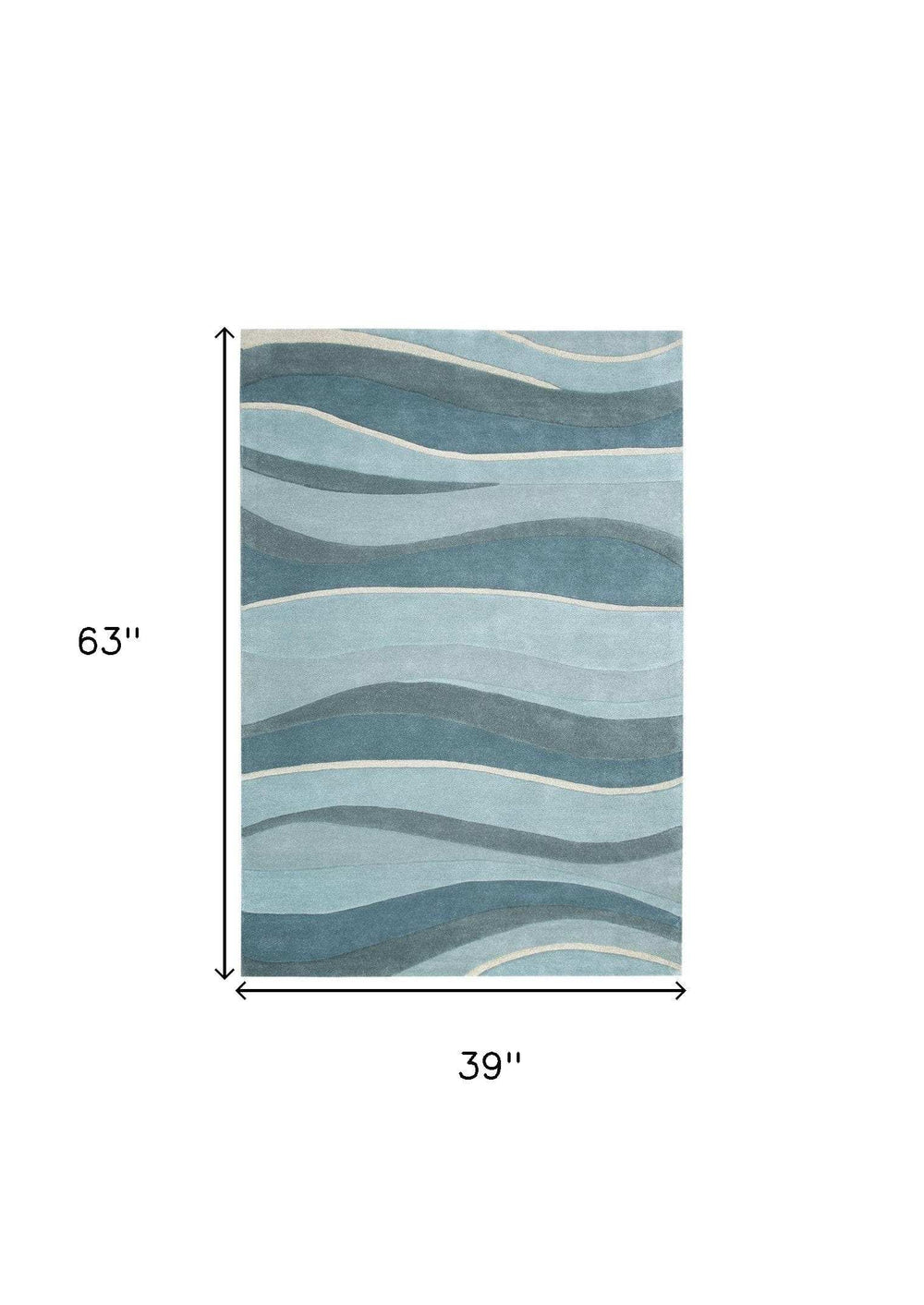 3' X 5' Ocean Blue Teal Hand Tufted Abstract Waves Indoor Area Rug - Homeroots - Flyclothing LLC