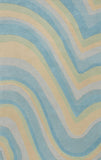 3' X 5' Ocean Blue Beige Hand Tufted Abstract Waves Indoor Area Rug - Homeroots - Flyclothing LLC