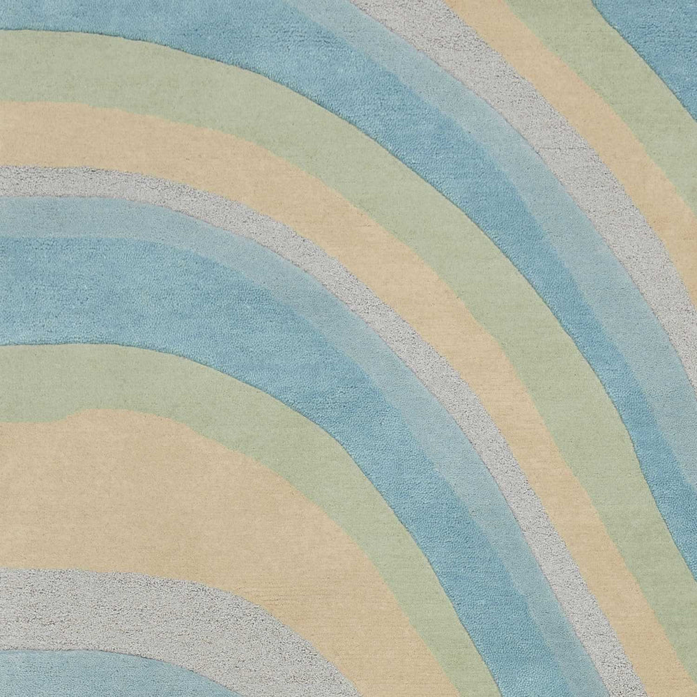 3' X 5' Ocean Blue Beige Hand Tufted Abstract Waves Indoor Area Rug - Homeroots - Flyclothing LLC