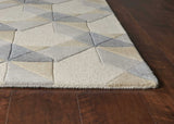 3' X 5' Ivory Or Grey Geometric Wool Area Rug - Homeroots - Flyclothing LLC