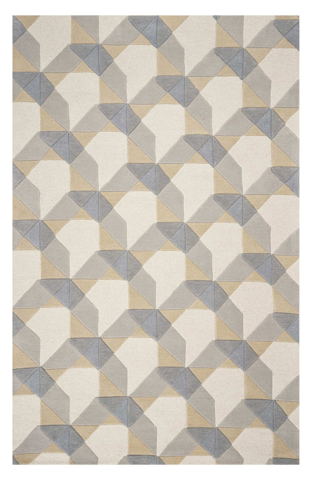 3' X 5' Ivory Or Grey Geometric Wool Area Rug - Homeroots - Flyclothing LLC