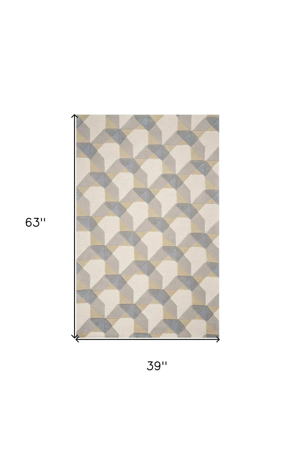 3' X 5' Ivory Or Grey Geometric Wool Area Rug - Homeroots - Flyclothing LLC