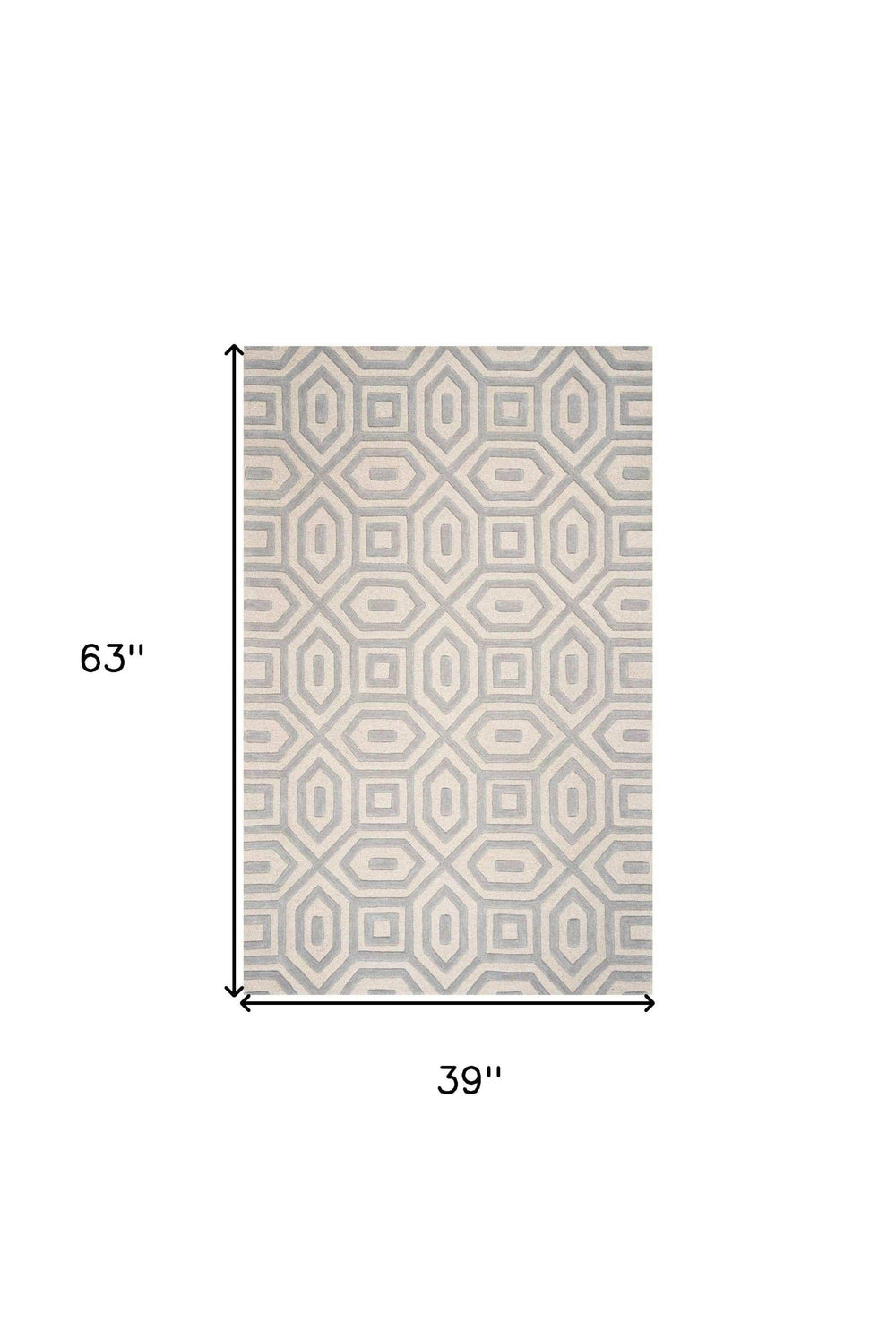 3' X 5' Grey Hand Tufted Geometric Indoor Area Rug - Homeroots - Flyclothing LLC
