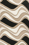 3' X 5' Black Or Beige Abstract Waves Wool Area Rug - Homeroots - Flyclothing LLC