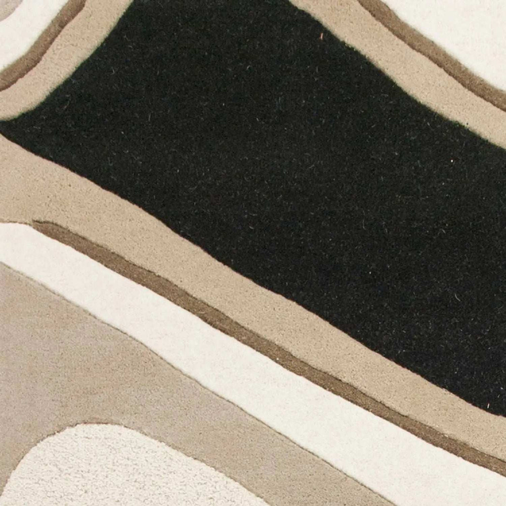 3' X 5' Black Or Beige Abstract Waves Wool Area Rug - Homeroots - Flyclothing LLC