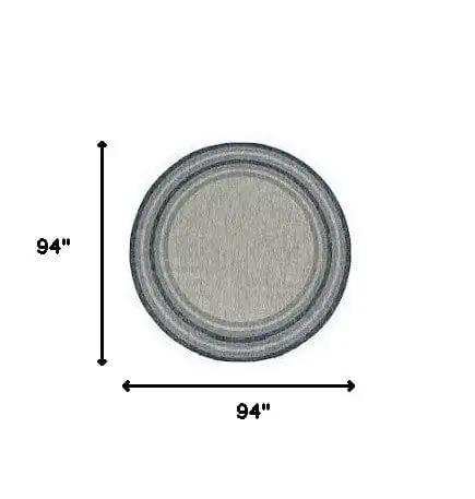 8' Round Blue and Gray Round Striped Indoor Outdoor Area Rug - Homeroots - Flyclothing LLC