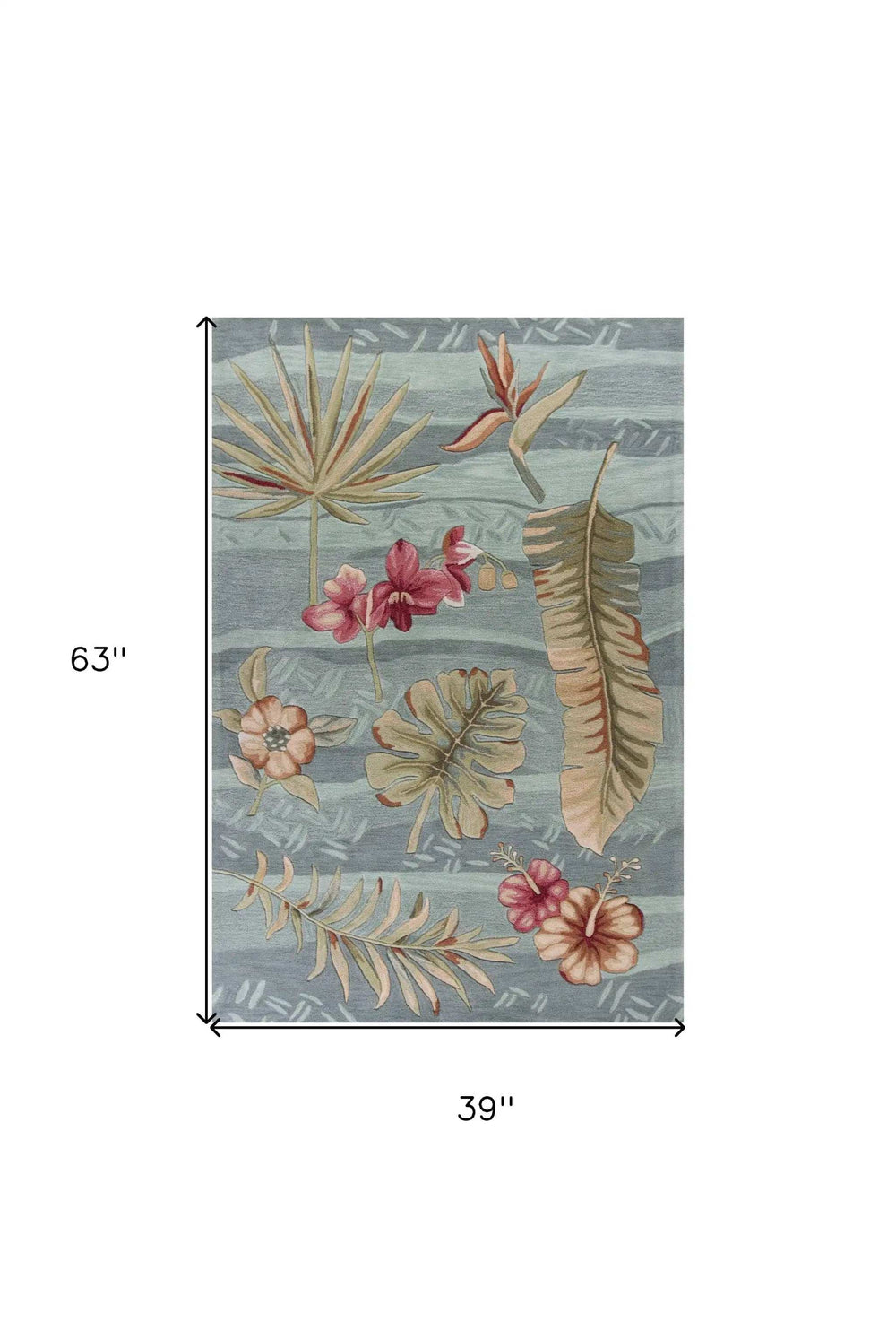 3' X 5' Seafoam Green Botanical Leaves Hand Tufted Area Rug - Homeroots - Flyclothing LLC