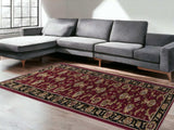 5' X 8' Red Black Machine Woven Floral Traditional Indoor Area Rug - Homeroots - Flyclothing LLC