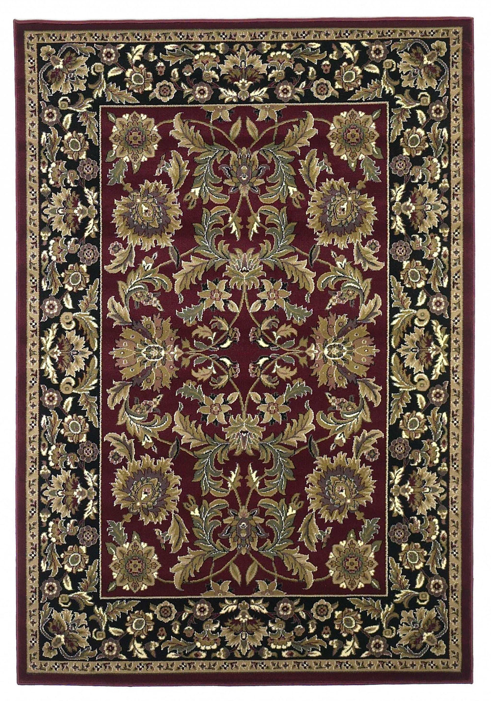5' X 8' Red Or Black Floral Bordered Area Rug - Homeroots - Flyclothing LLC