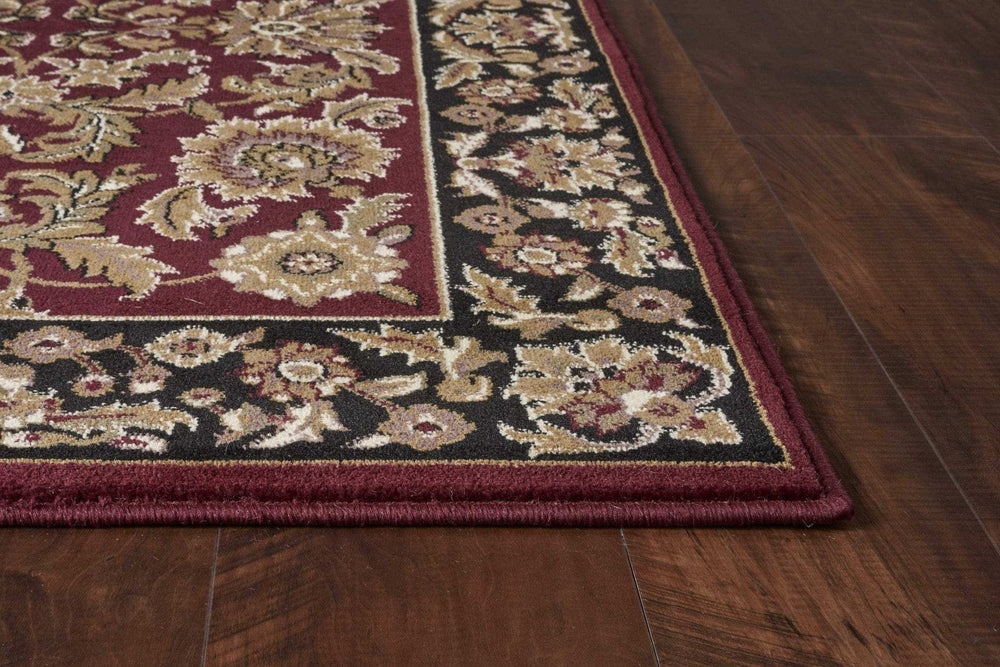 5' X 8' Red Or Black Floral Bordered Area Rug - Homeroots - Flyclothing LLC