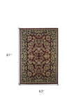 5' X 8' Red Or Black Floral Bordered Area Rug - Homeroots - Flyclothing LLC
