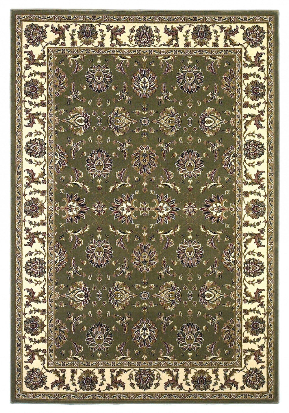 5' X 8' Green Ivory Machine Woven Floral Traditional Indoor Area Rug - Homeroots - Flyclothing LLC