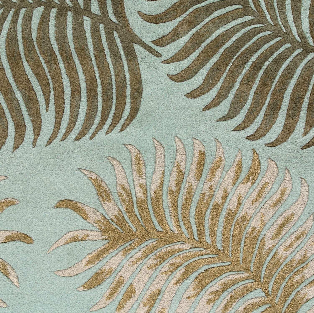 3' X 5' Aqua Fern Leaves Wool Area Rug - Homeroots - Flyclothing LLC