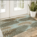 3' X 5' Aqua Fern Leaves Wool Area Rug - Homeroots - Flyclothing LLC