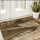 3' X 5' Mocha Leaves Wool Area Rug - Homeroots - Flyclothing LLC