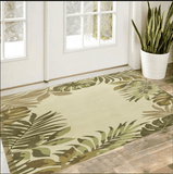 3' X 5' Ivory Hand Tufted Bordered Tropical Leaves Indoor Area Rug - Homeroots - Flyclothing LLC
