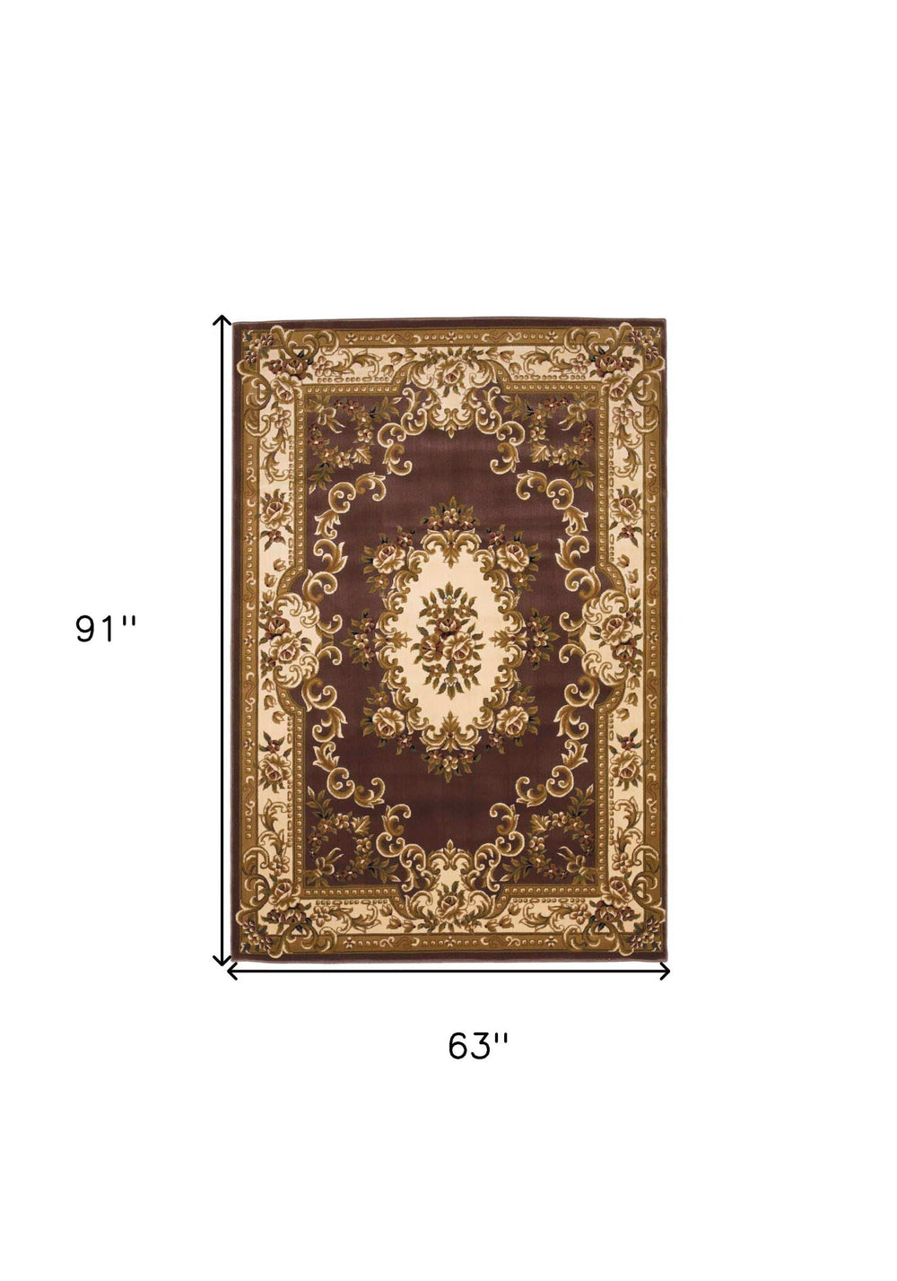 5' X 8' Plum Ivory Machine Woven Hand Carved Floral Medallion Indoor Area Rug - Homeroots - Flyclothing LLC