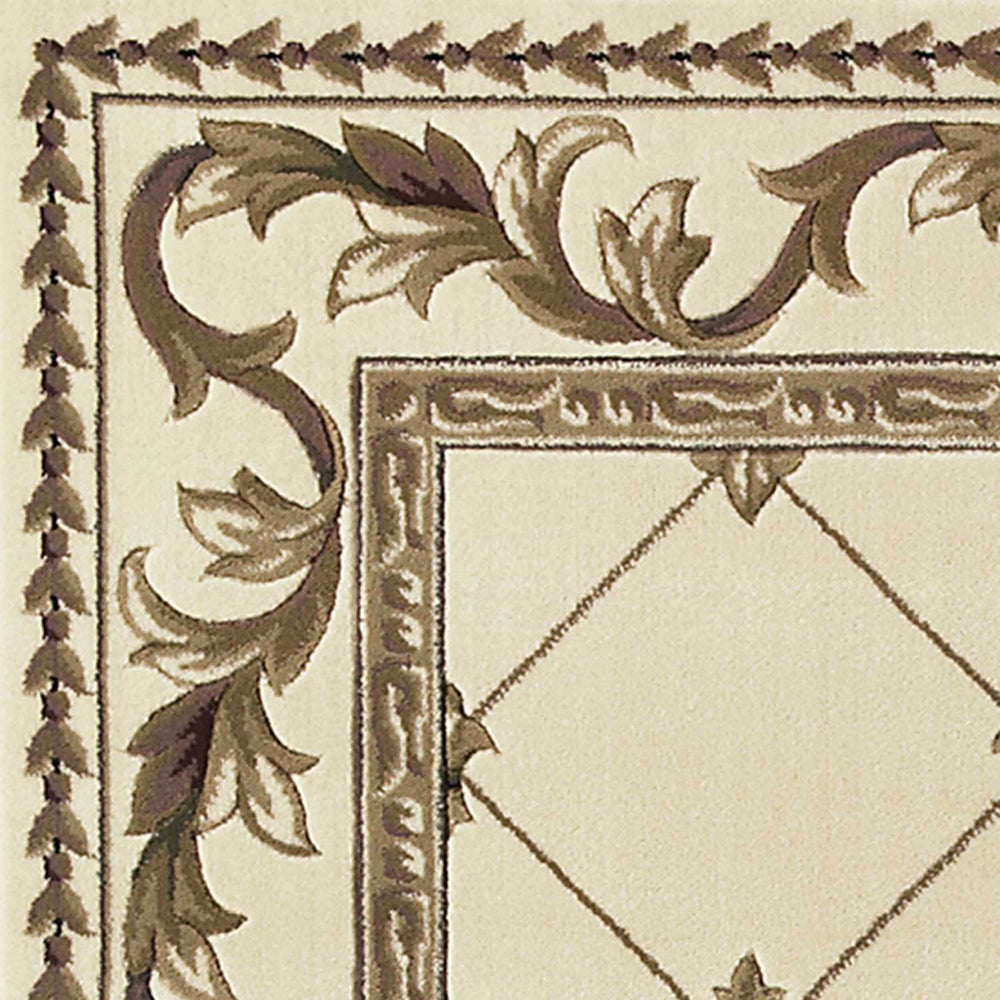 5' X 8' Ivory Machine Woven Hand Carved Fleur De Lis Indoor Area Rug - Homeroots - Flyclothing LLC