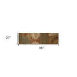 8' Rust Orange Hand Tufted Tropical Leaves Indoor Runner Rug - Homeroots - Flyclothing LLC