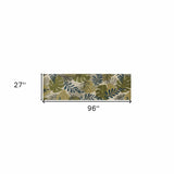 8' Ivory Hand Tufted Oversized Tropical Leaves Indoor Runner Rug - Homeroots - Flyclothing LLC