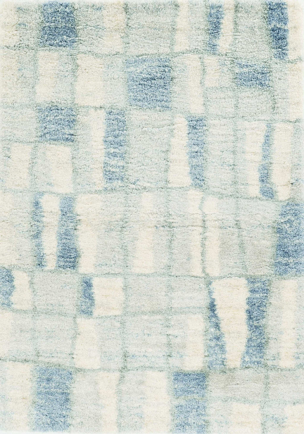 5' X 8' Ivory Blue Machine Woven Abstract Blocks Indoor Area Rug - Homeroots - Flyclothing LLC