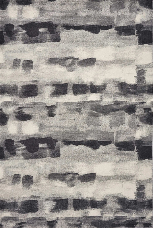 5' X 8' Shades Of Grey Machine Woven Abstract Brushstroke Indoor Area Rug - Homeroots - Flyclothing LLC