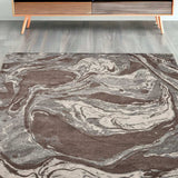 5' X 8' Mocha Marble Indoor Area Rug - Homeroots - Flyclothing LLC