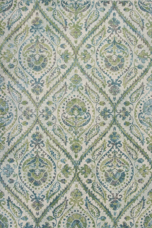 5' X 8' Ivory Or Teal Tropical Parisian Indoor Area Rug - Homeroots - Flyclothing LLC