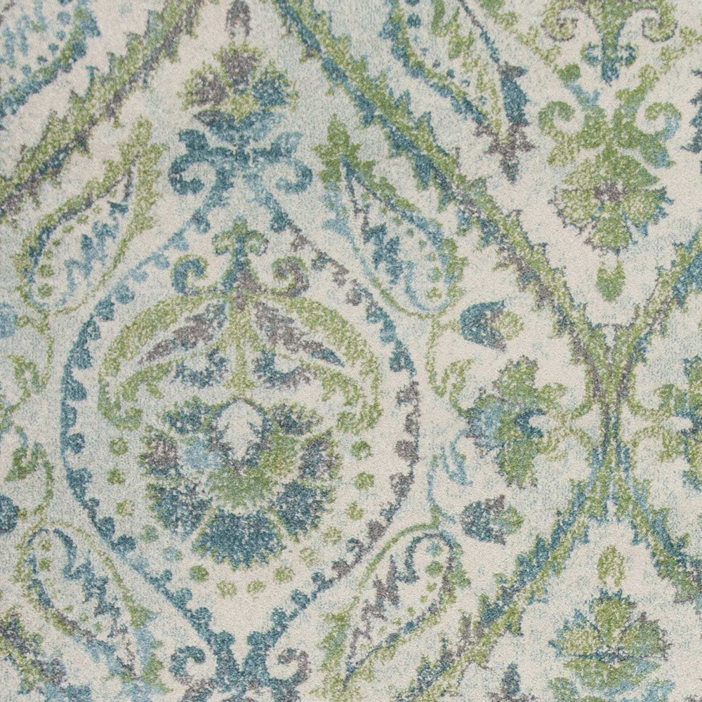 5' X 8' Ivory Or Teal Tropical Parisian Indoor Area Rug - Homeroots - Flyclothing LLC