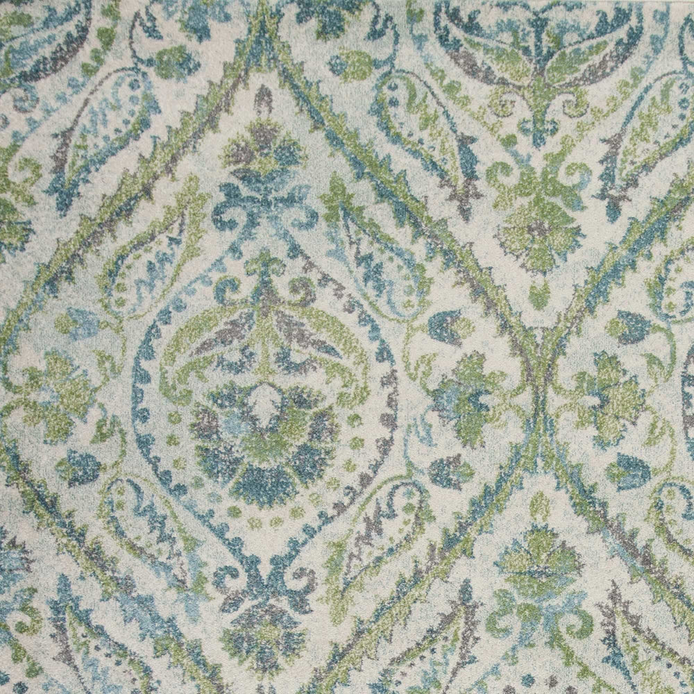 5' X 8' Ivory Or Teal Tropical Parisian Indoor Area Rug - Homeroots - Flyclothing LLC