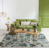 5' X 8' Teal Blue Machine Woven Floral Indoor Area Rug - Homeroots - Flyclothing LLC