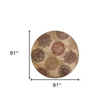 8' Sage Green Machine Woven Floral Medallion Disk Round Indoor Area Rug - Homeroots - Flyclothing LLC