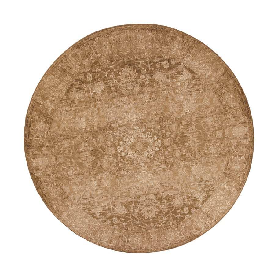8' Beige Machine Woven Distressed Floral Traditional Round Indoor Area Rug - Homeroots - Flyclothing LLC