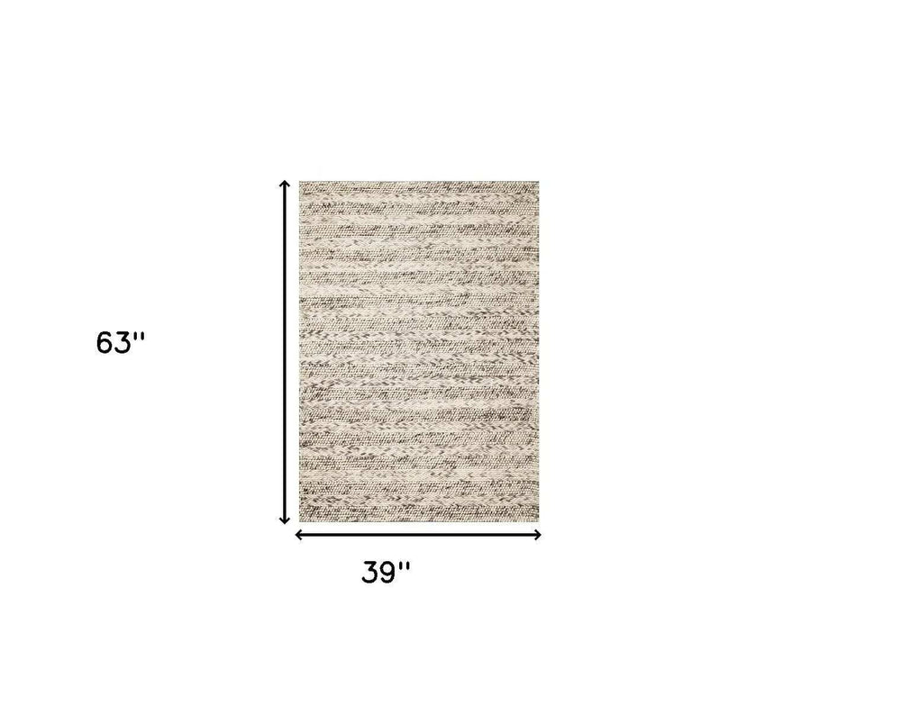 3' X 5' Grey Braided Wool Indoor Area Rug - Homeroots - Flyclothing LLC