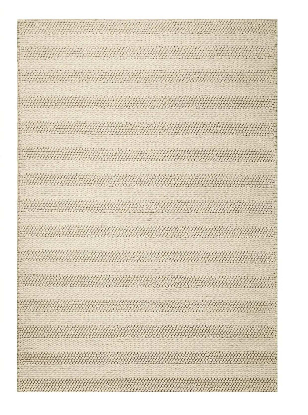 3' X 5' White Ivory Hand Woven Knobby Cornish Stripe Indoor Area Rug - Homeroots - Flyclothing LLC