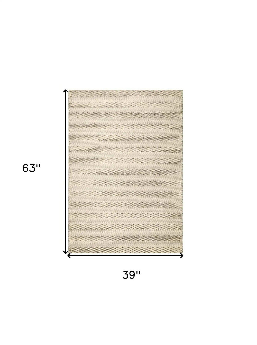 3' X 5' White Ivory Hand Woven Knobby Cornish Stripe Indoor Area Rug - Homeroots - Flyclothing LLC