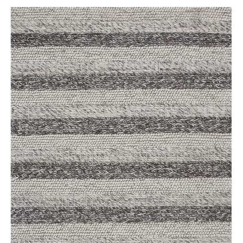 3' X 5' Grey White Hand Woven Knobby Stripes Indoor Area Rug - Homeroots - Flyclothing LLC