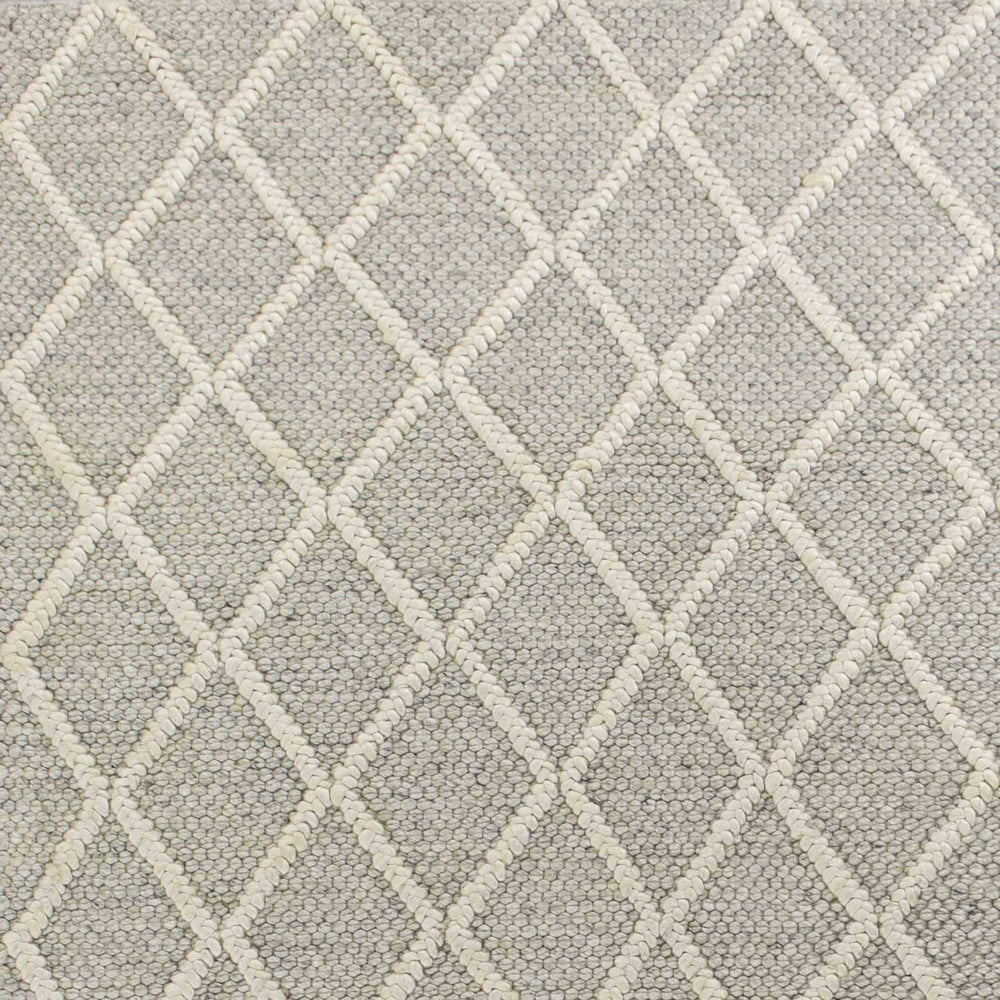 3' X 5' Grey Braided Diamonds Wool Indoor Area Rug - Homeroots - Flyclothing LLC
