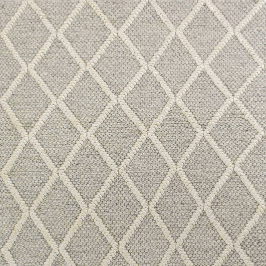 3' X 5' Grey Braided Diamonds Wool Indoor Area Rug - Homeroots - Flyclothing LLC
