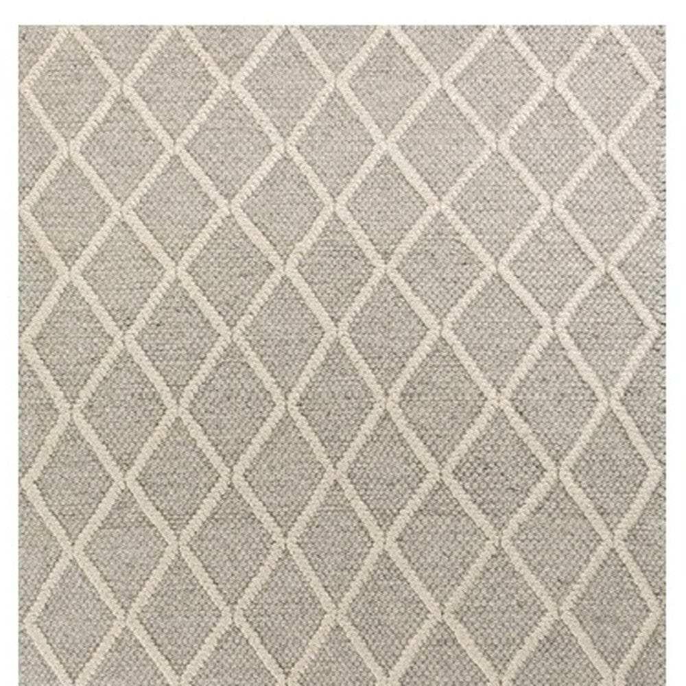 3' X 5' Grey Braided Diamonds Wool Indoor Area Rug - Homeroots - Flyclothing LLC
