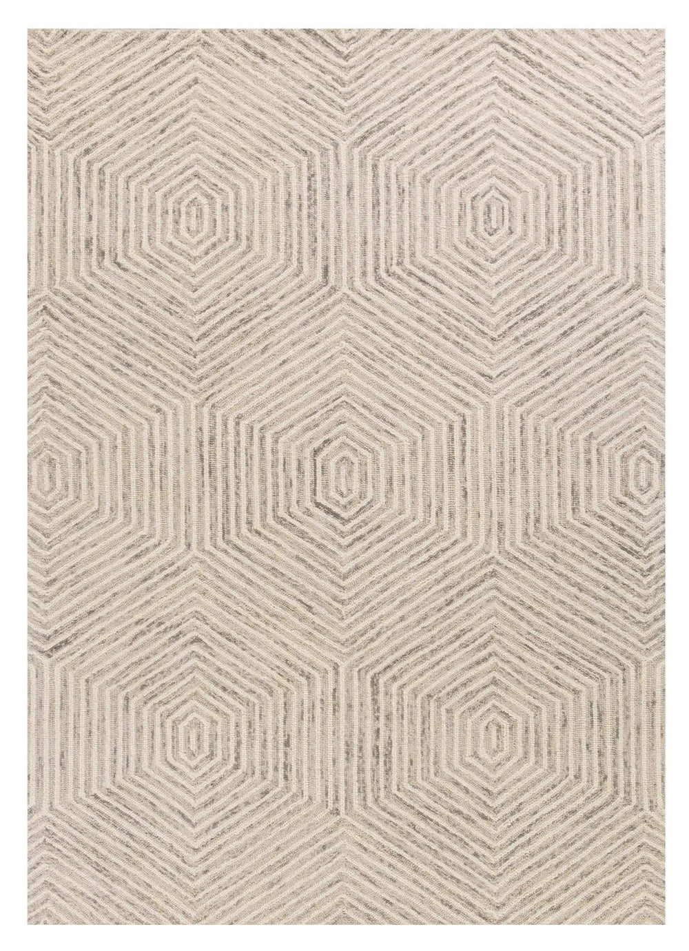 5' X 7' Ivory Geometric Hexagon Wool Indoor Area Rug - Homeroots - Flyclothing LLC