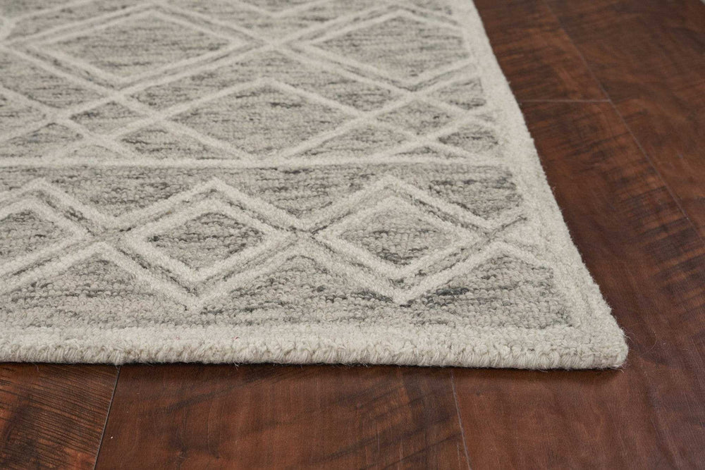 5' X 7' Sand Geometric Diamond Wool Indoor Area Rug - Homeroots - Flyclothing LLC