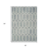 5' X 7' Blue Hand Tufted Wool Herringbone Indoor Area Rug - Homeroots - Flyclothing LLC