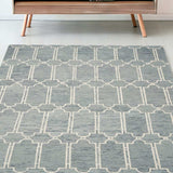 5' X 7' Blue Hand Tufted Wool Herringbone Indoor Area Rug - Homeroots - Flyclothing LLC